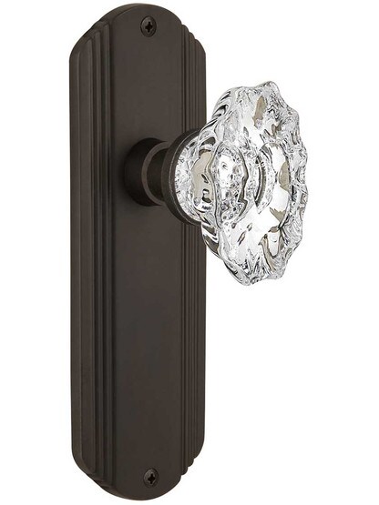 Streamline Deco Door Set with Chateau Crystal Glass Knobs in Oil-Rubbed Bronze.